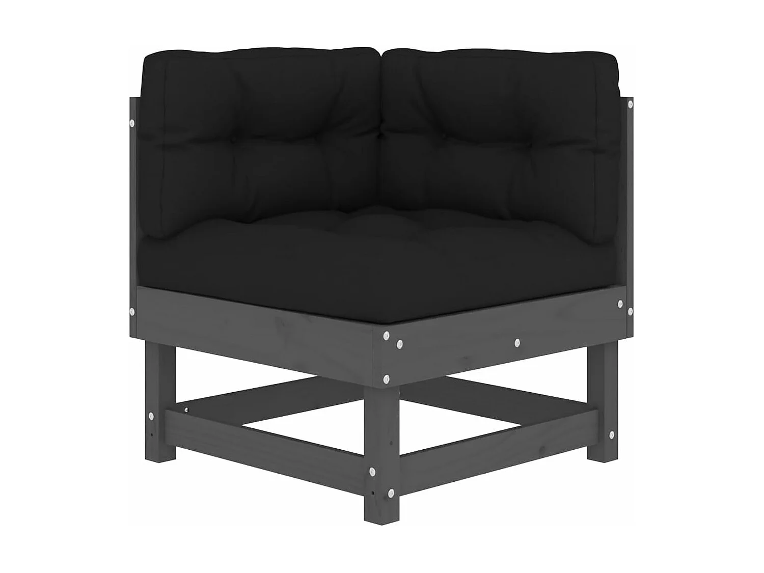 Salon de jardin 5 pcs avec coussins gris bois massif