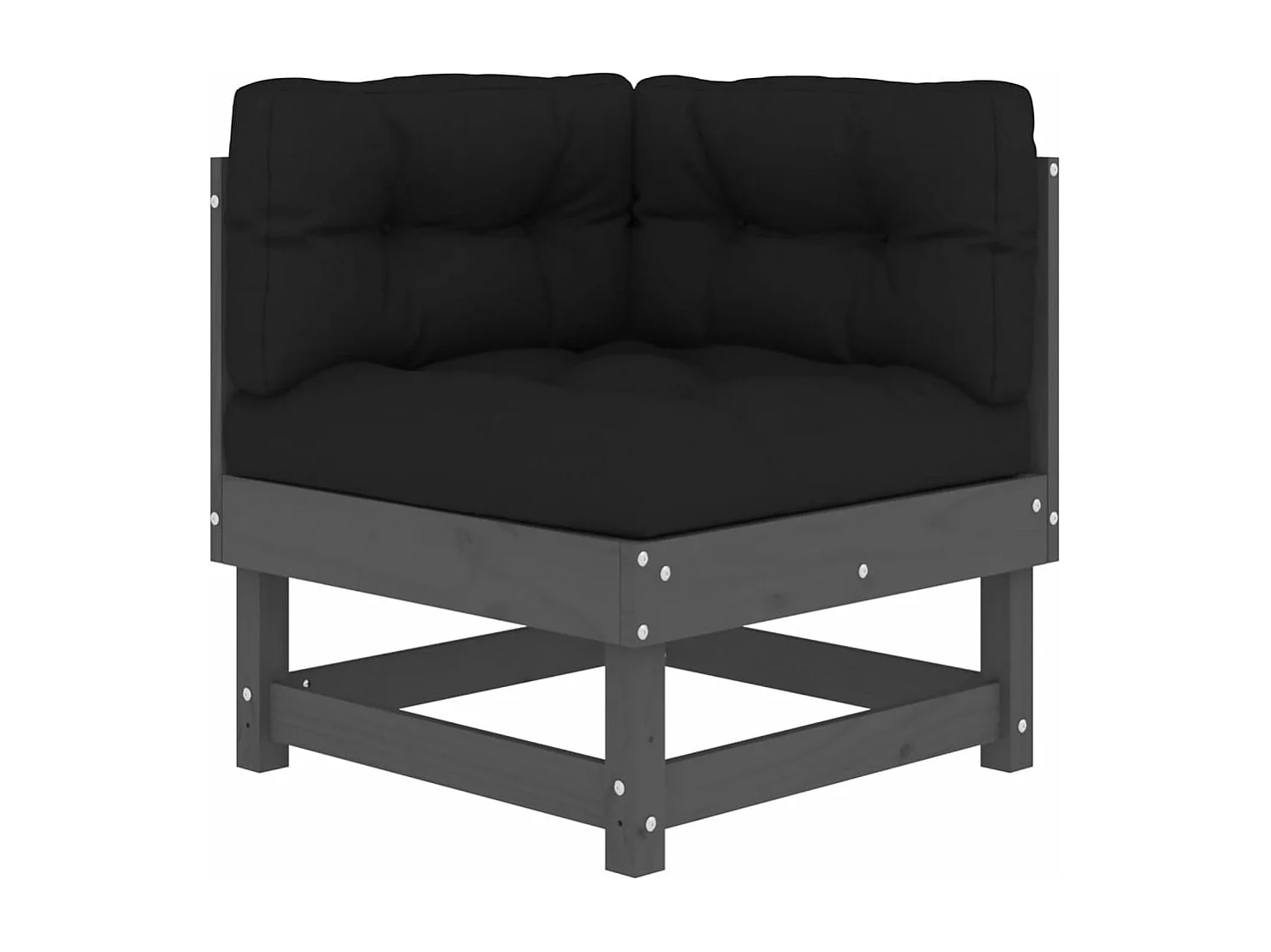 Salon de jardin 5 pcs avec coussins gris bois massif