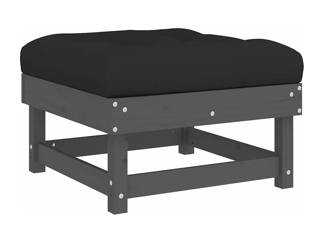 Salon de jardin 5 pcs avec coussins gris bois massif