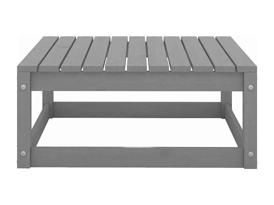 Set Divani da Giardino 8 pz Grigio in Legno Massello di Pino