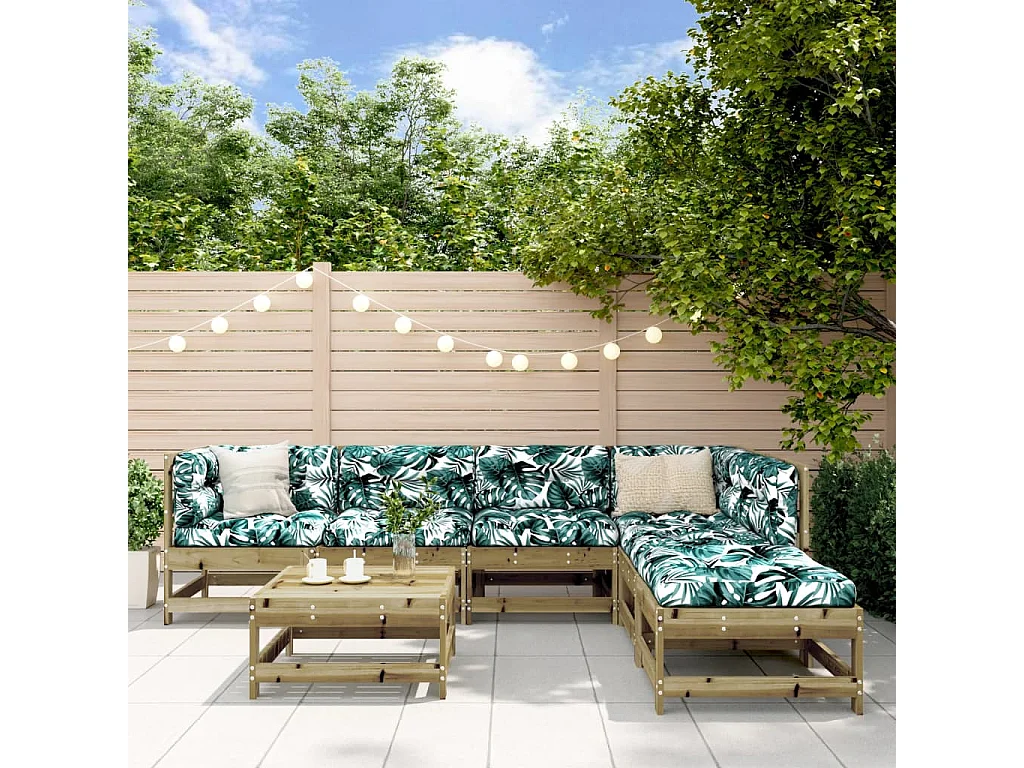 7-tlg. Garten-Lounge-Set mit Kissen Imprägniertes Kiefernholz