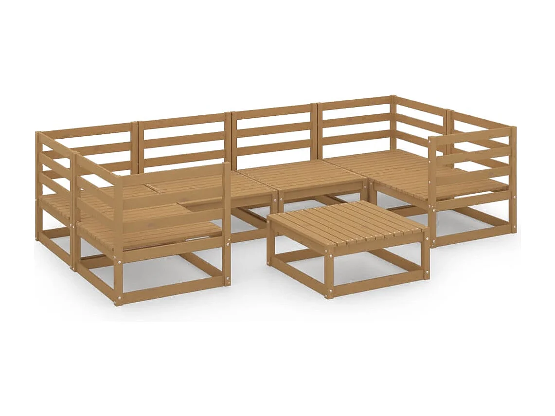 Set Divani da Giardino 7 pz in Legno Massello di Pino