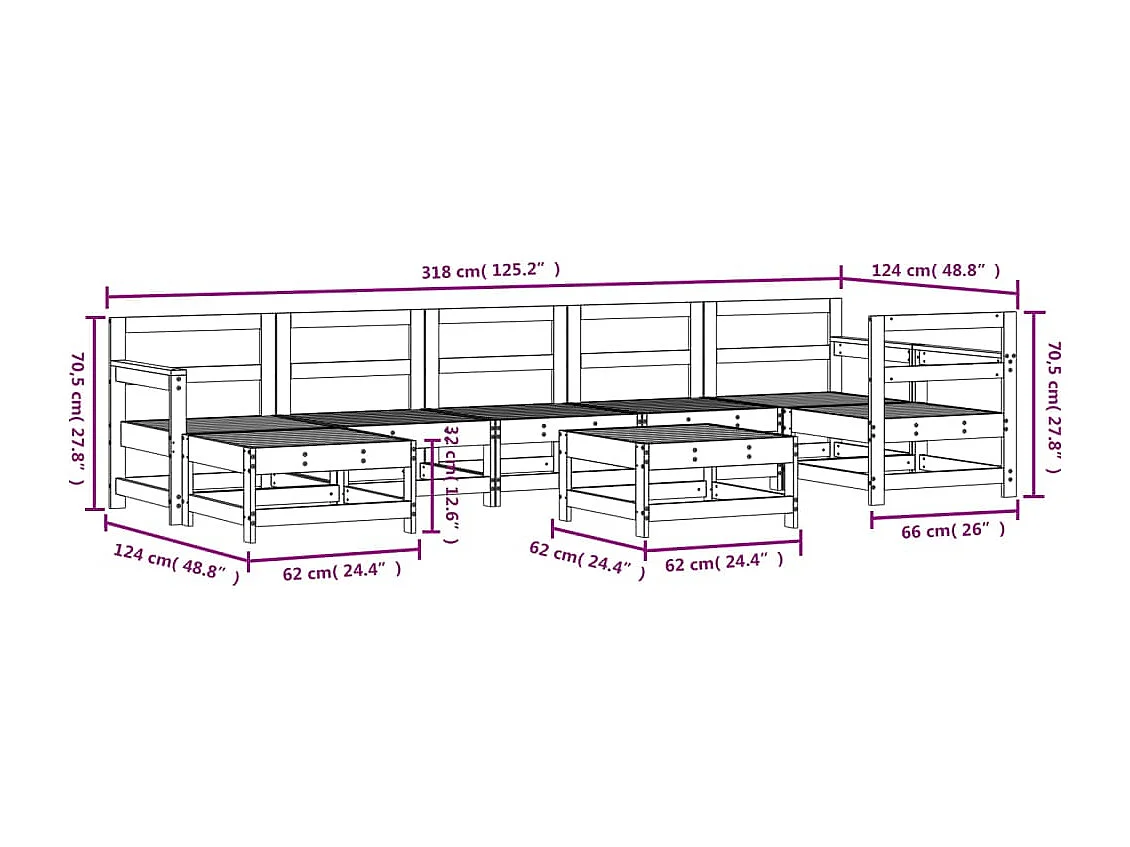 8-delige Loungeset geïmpregneerd grenenhout