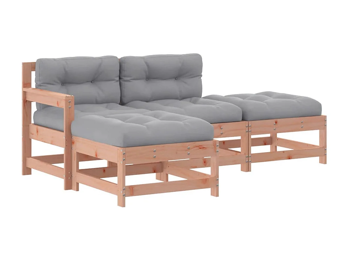 4-tlg. Garten-Lounge-Set mit Kissen Massivholz Douglasie