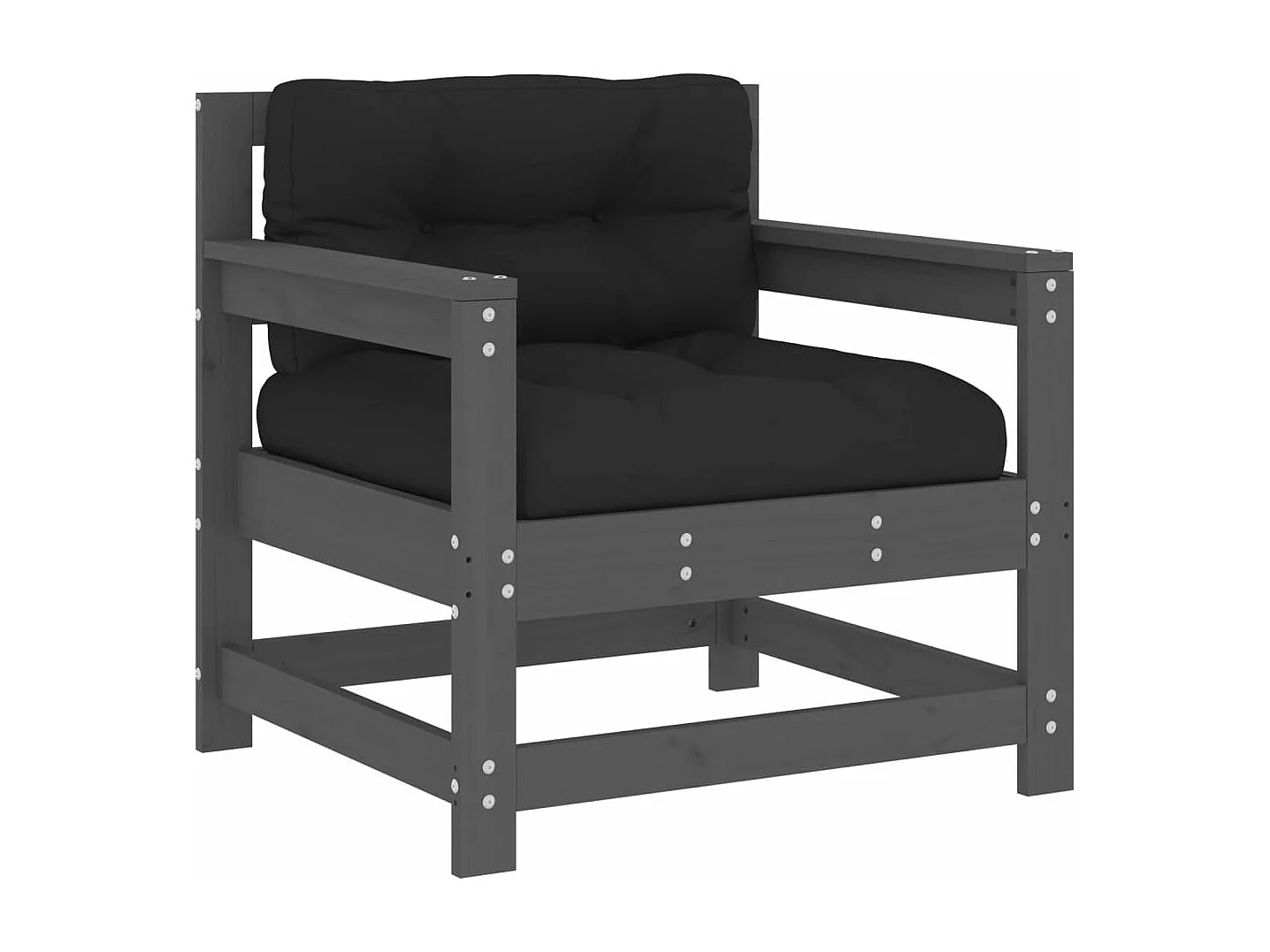 Salon de jardin 7 pcs avec coussins gris bois massif