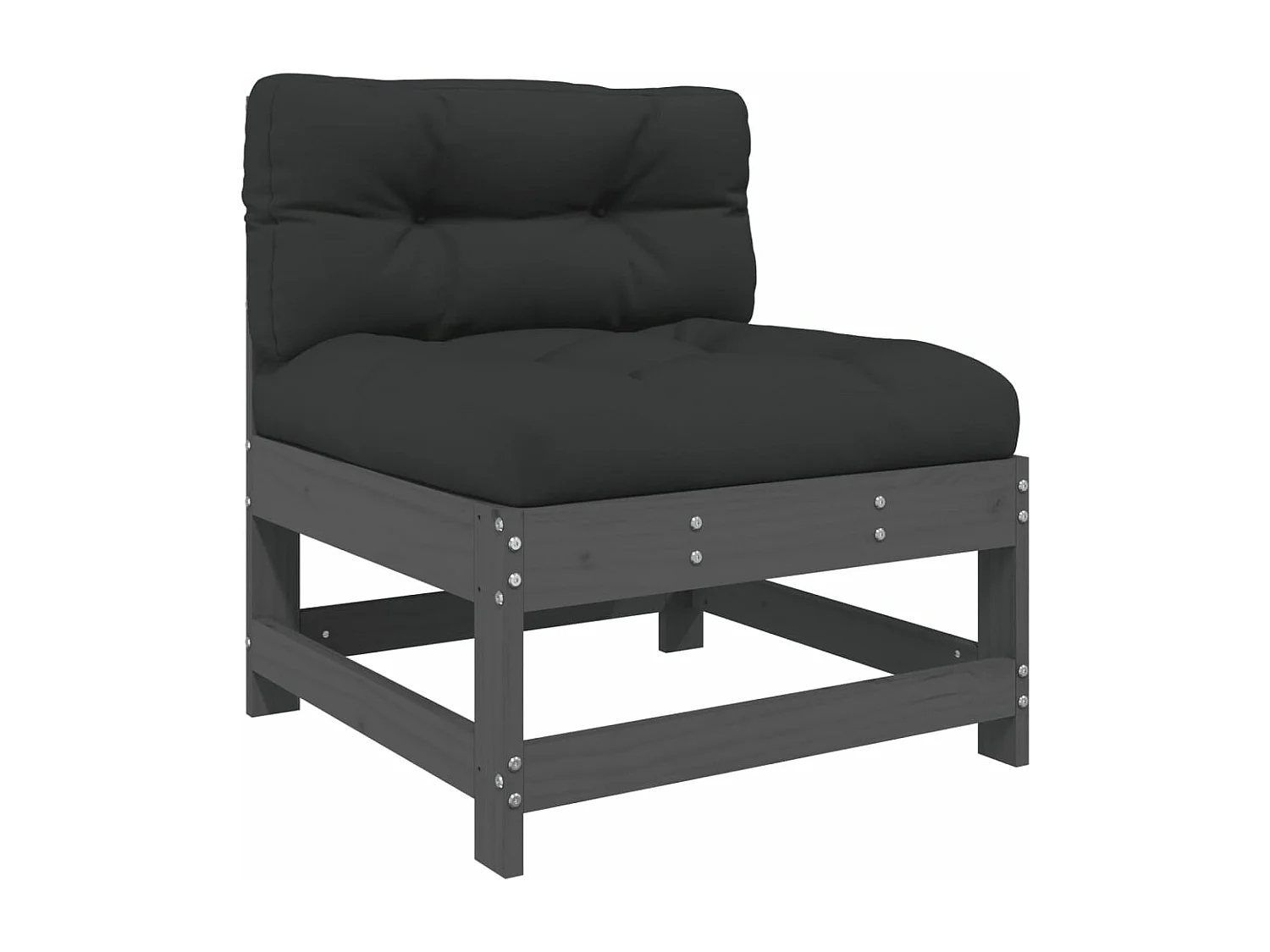 Salon de jardin 7 pcs avec coussins gris bois massif