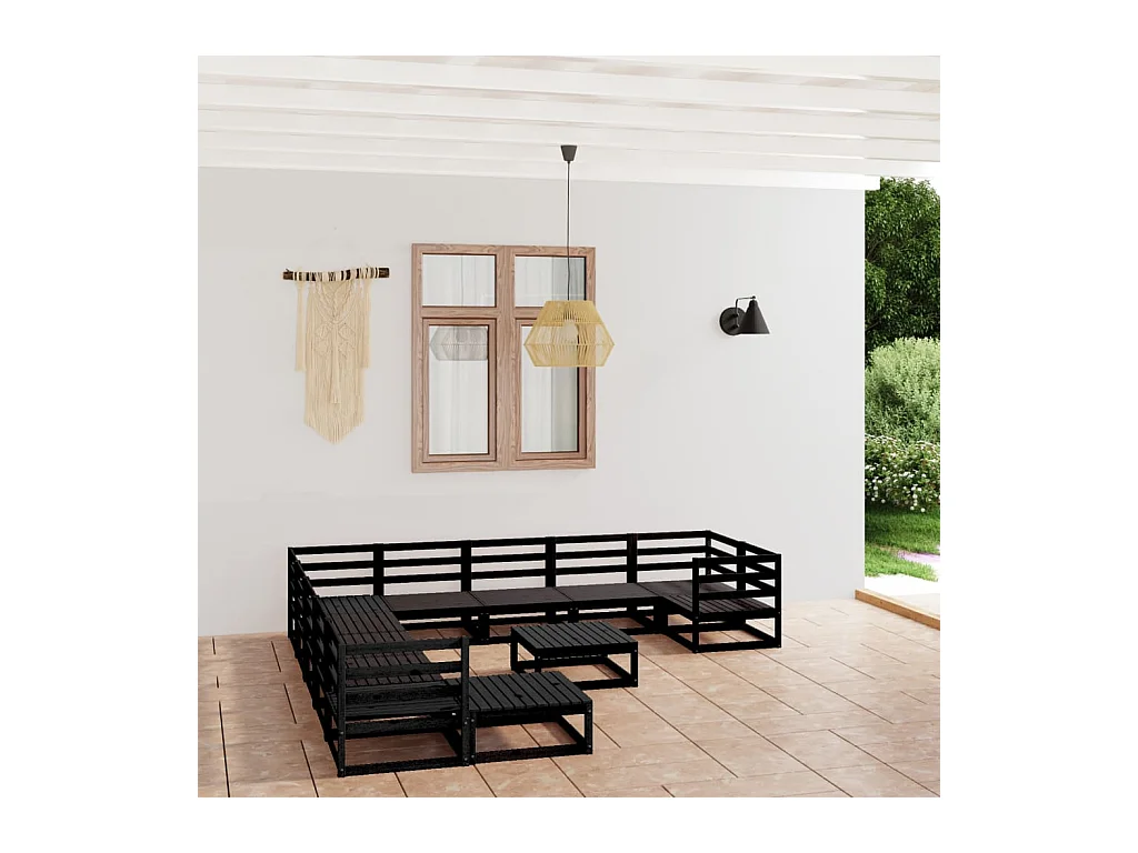12-delige Loungeset massief grenenhout