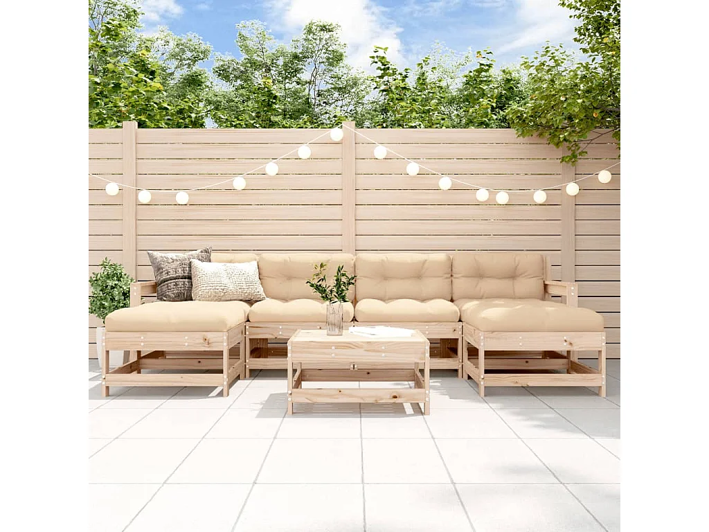7-tlg. Garten-Lounge-Set Massivholz Kiefer