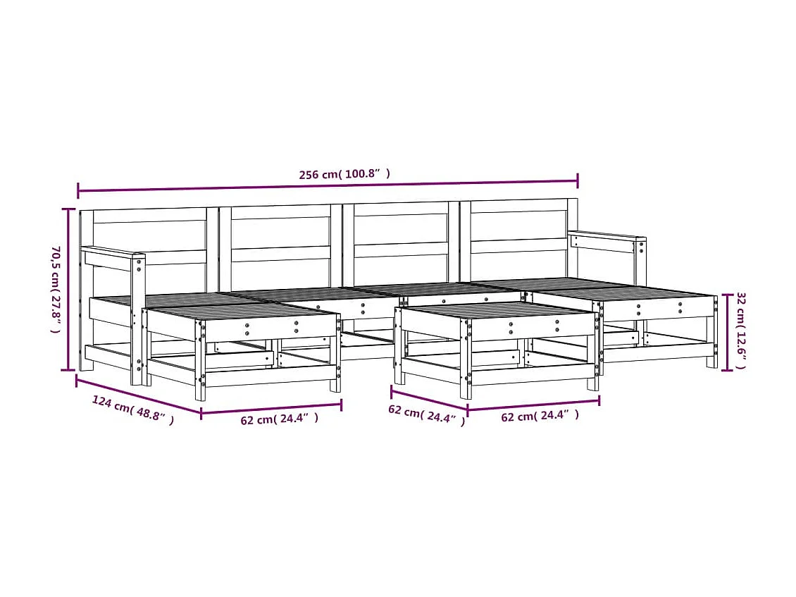 7-tlg. Garten-Lounge-Set Massivholz Kiefer