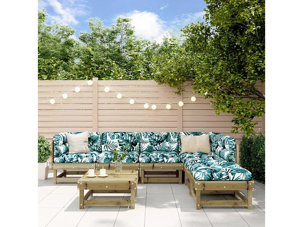 Salon de jardin 7 pcs bois de pin imprégné