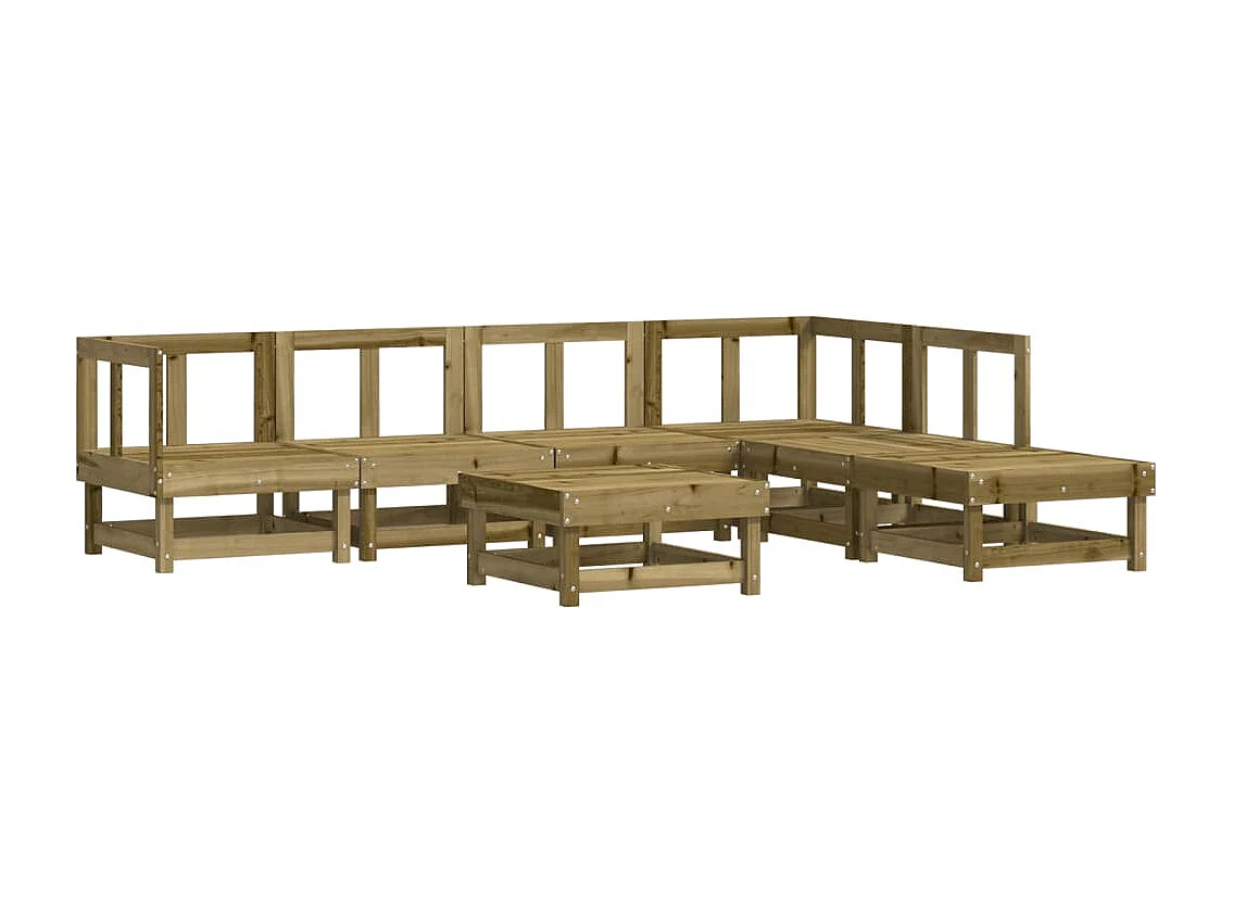 Salon de jardin 7 pcs bois de pin imprégné