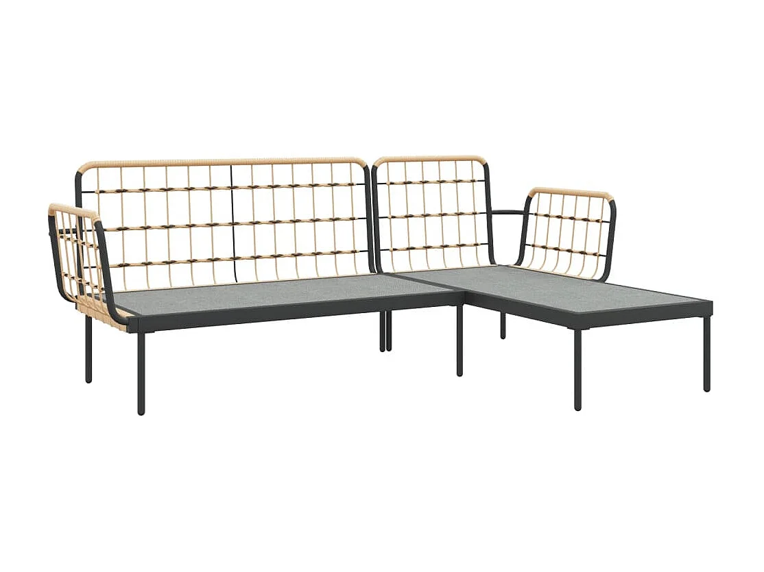 3-tlg. Garten-Lounge-Set mit Kissen Beige Poly Rattan
