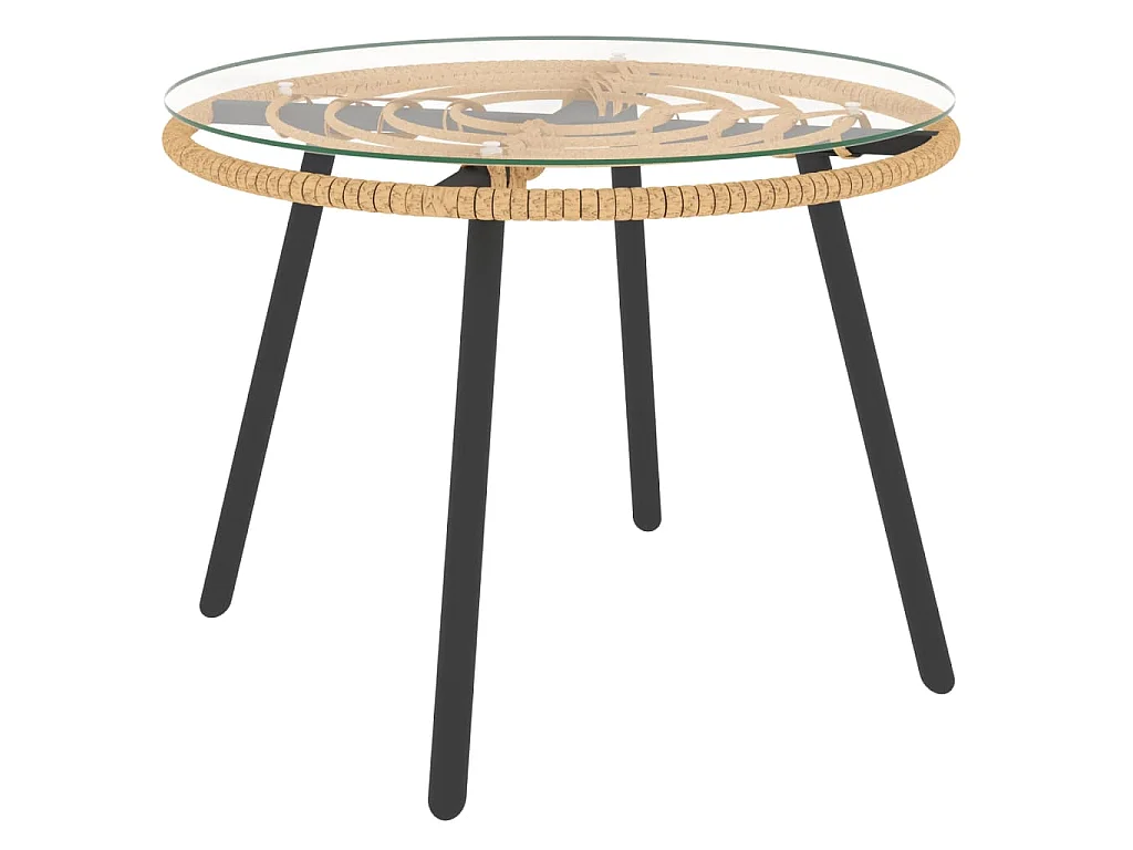 3 pcs conjunto lounge de jardim c/ almofadões beges vime PE