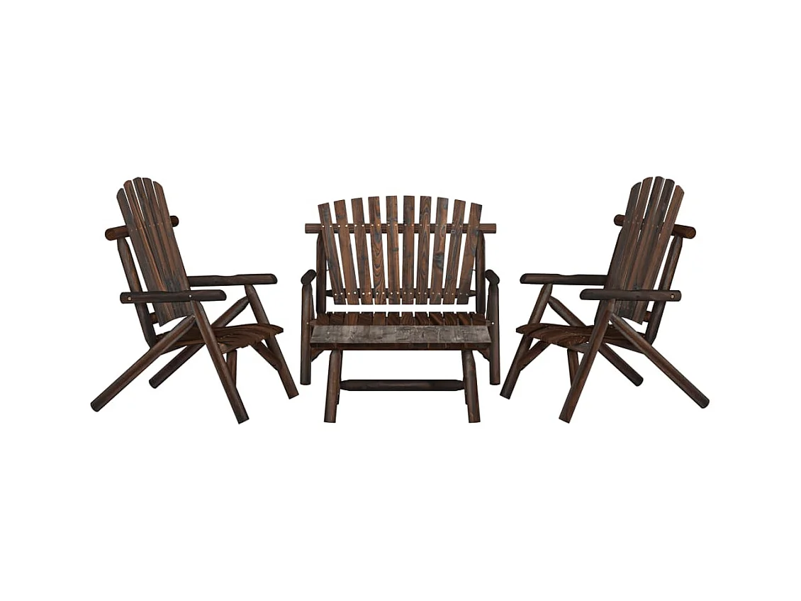 Ensemble de salon de jardin 4 pcs bois massif d'épicéa