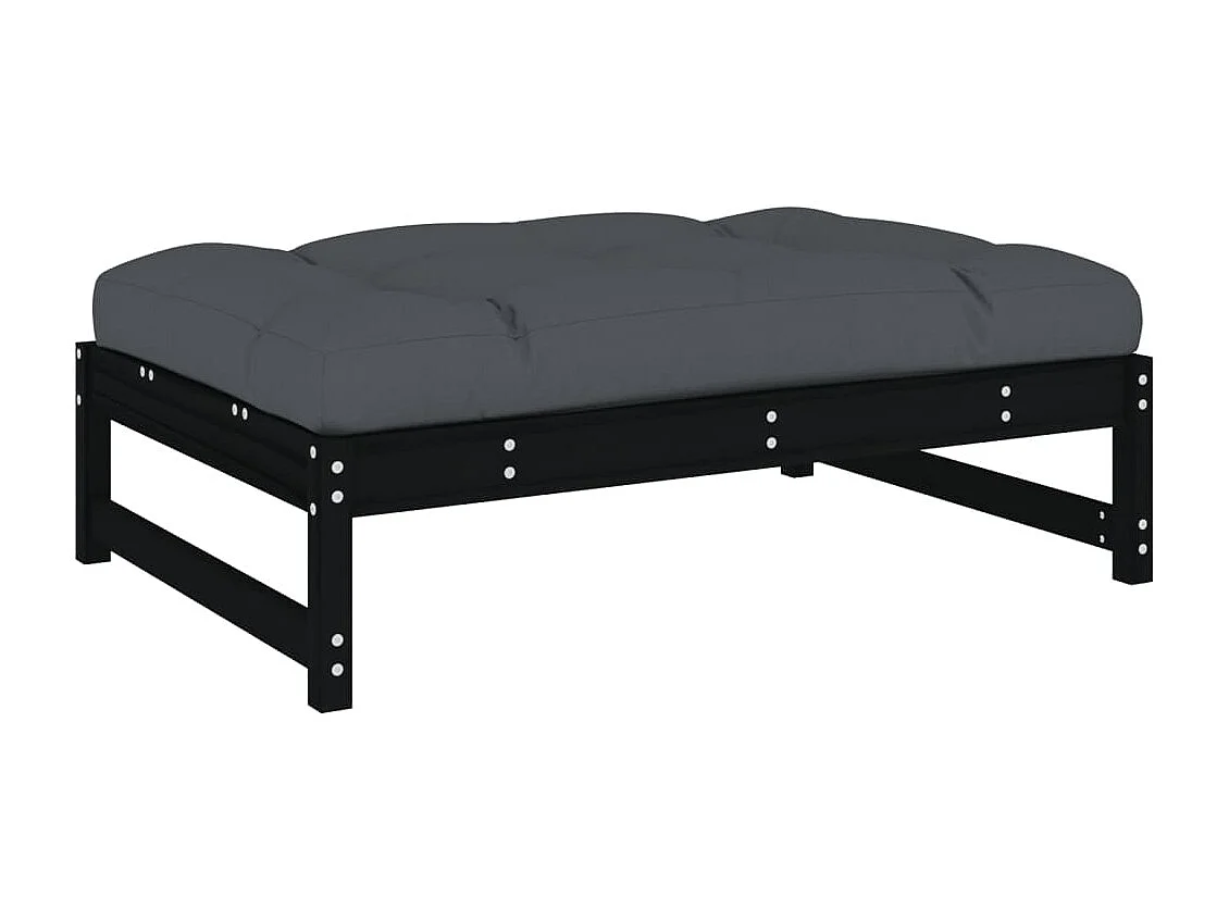 6-tlg. Garten-Lounge-Set mit Kissen Schwarz Massivholz