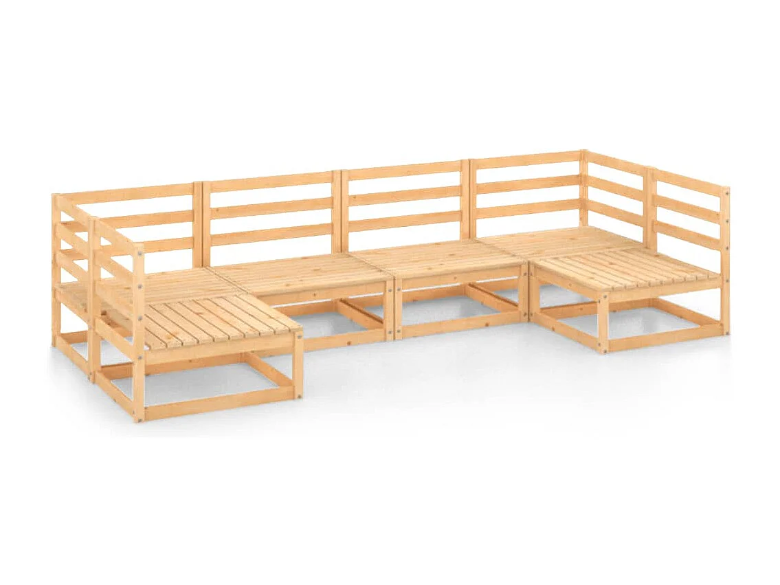 Set Divani da Giardino 6 pz in Legno Massello di Pino