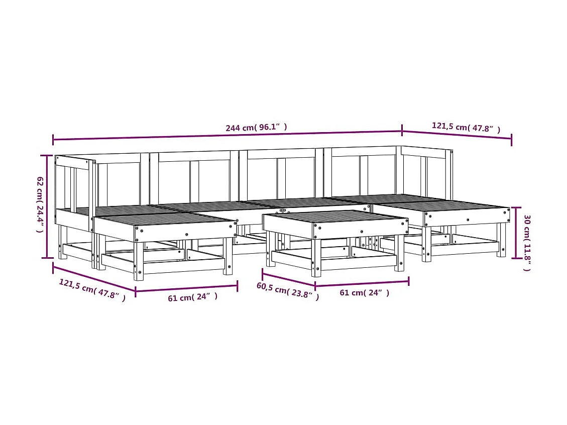Salon de jardin 7 pcs bois massif douglas