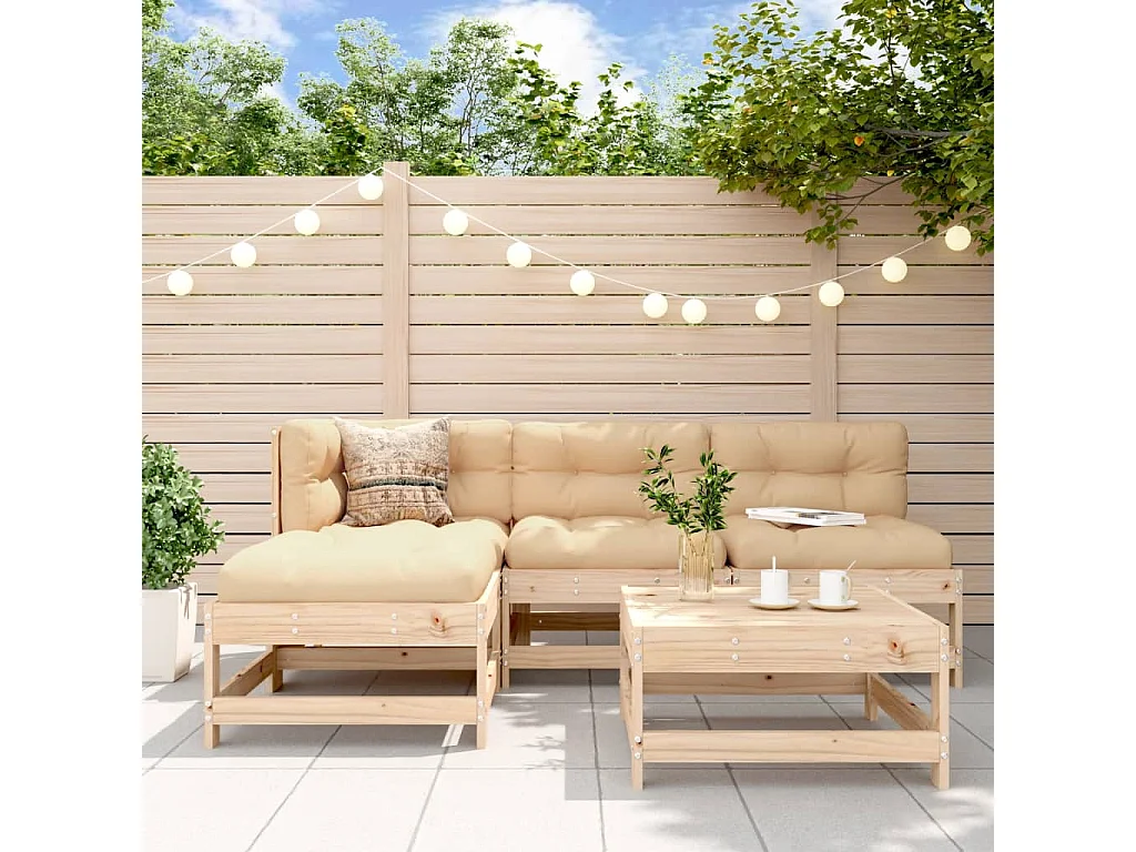 5-delige Loungeset massief grenenhout