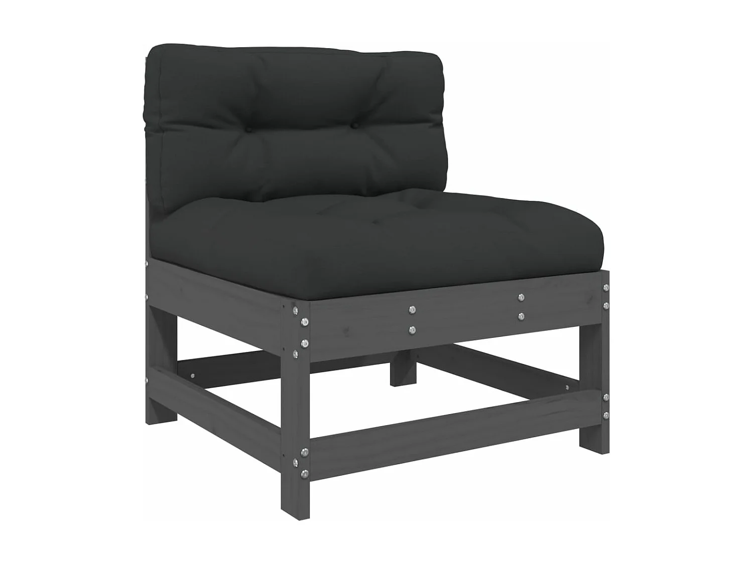 Salon de jardin 4 pcs avec coussins gris bois massif