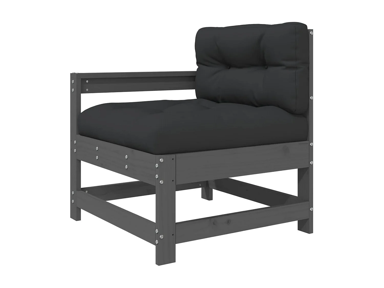 Salon de jardin 4 pcs avec coussins gris bois massif