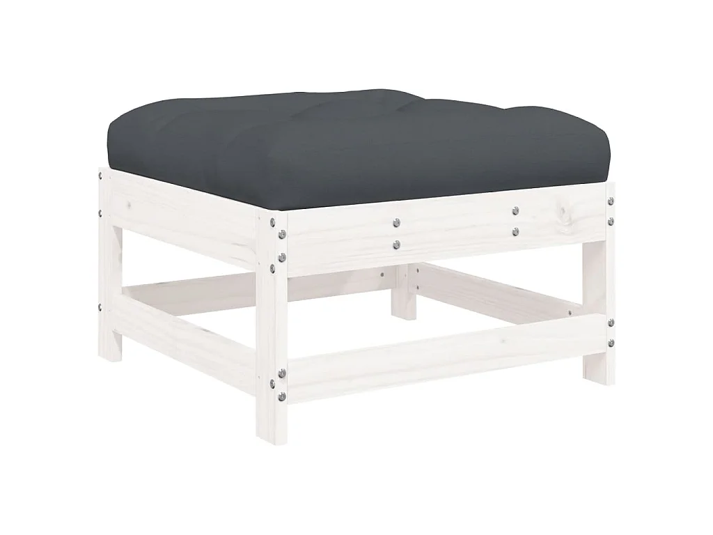 Set Divani da Giardino 6pz con Cuscini in Legno Massello Bianco