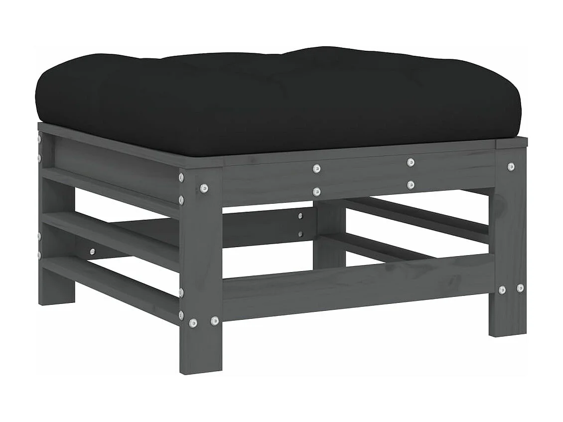 Set Divani da Giardino 7pz con Cuscini in Legno Massello Grigio