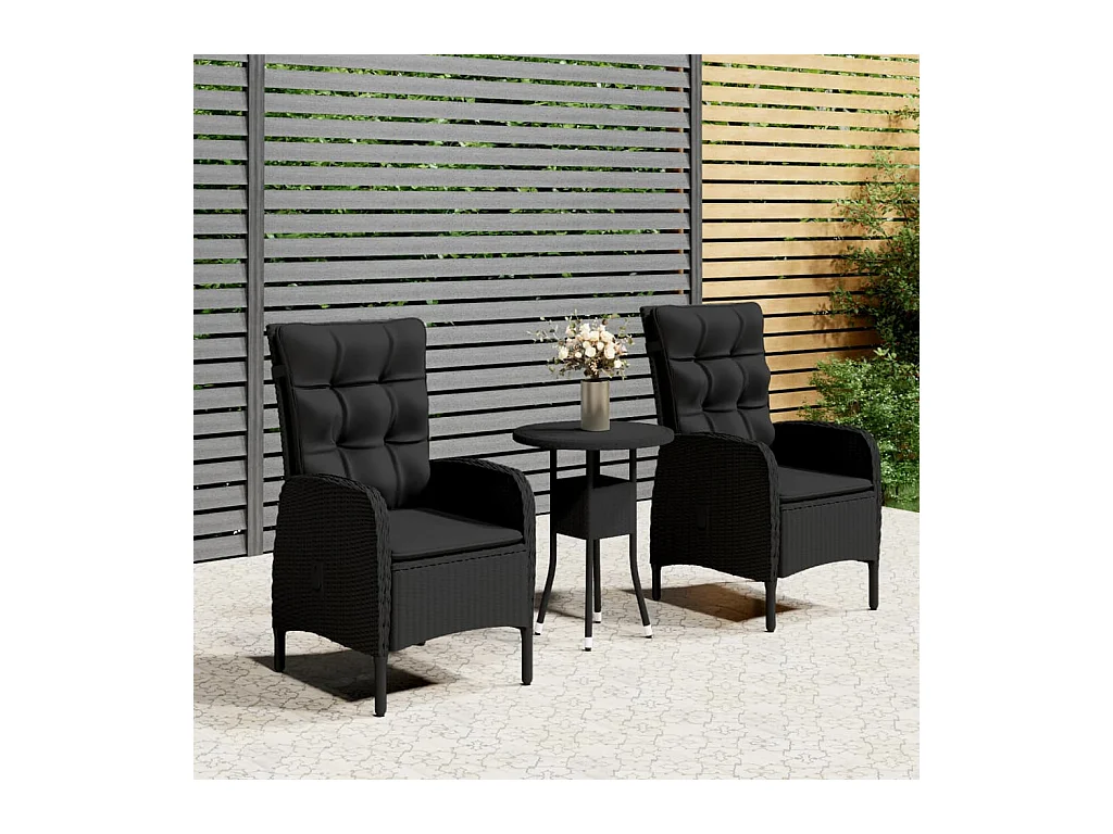 3-delige Bistroset poly rattan zwart