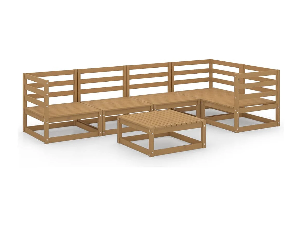 Set Salotto da Giardino 6pz Marrone Ambra Legno Massello Pino