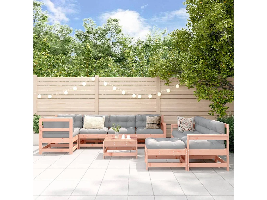 Salon de jardin 10 pcs bois massif douglas