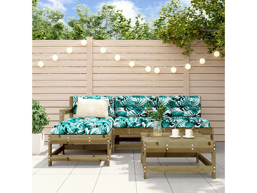 5-tlg. Garten-Lounge-Set mit Kissen Imprägniertes Kiefernholz