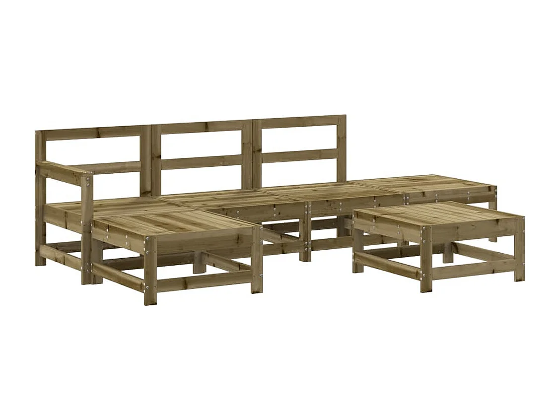 Salon de jardin 6 pcs bois de pin imprégné