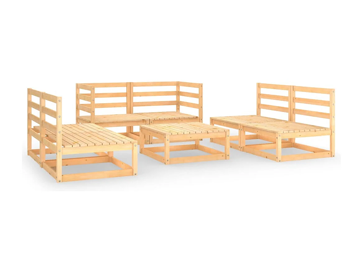 Salon de jardin 7 pcs bois de pin massif