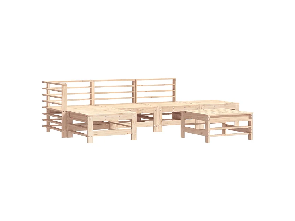 Juego de muebles de jardín 6 piezas madera maciza de pino