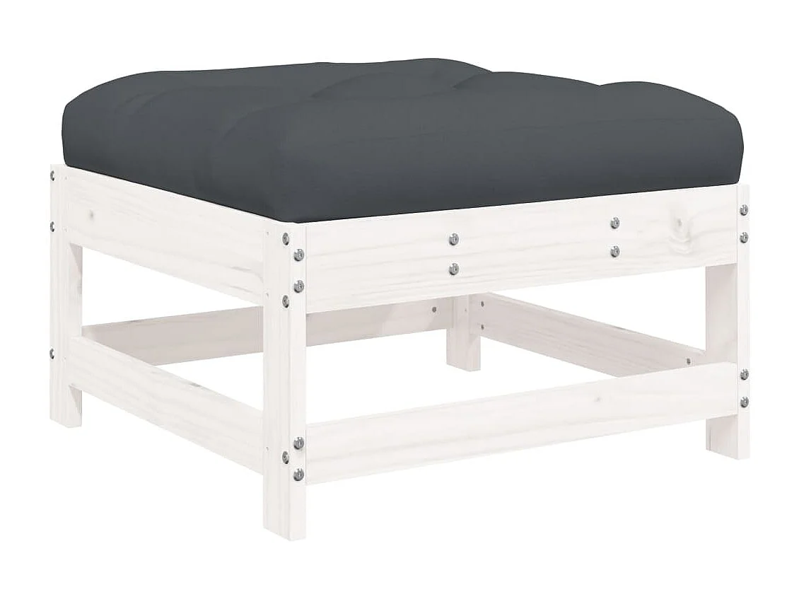 Salon de jardin 7 pcs avec coussins blanc bois massif