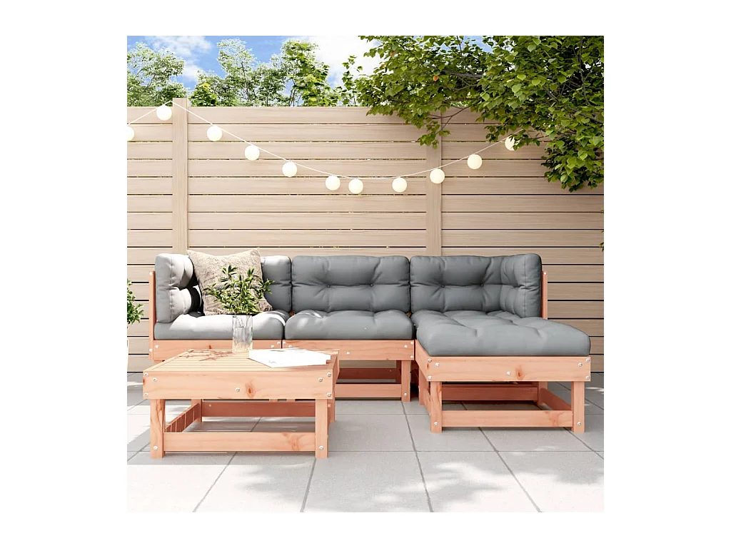 Salon de jardin 5 pcs avec coussins bois massif douglas