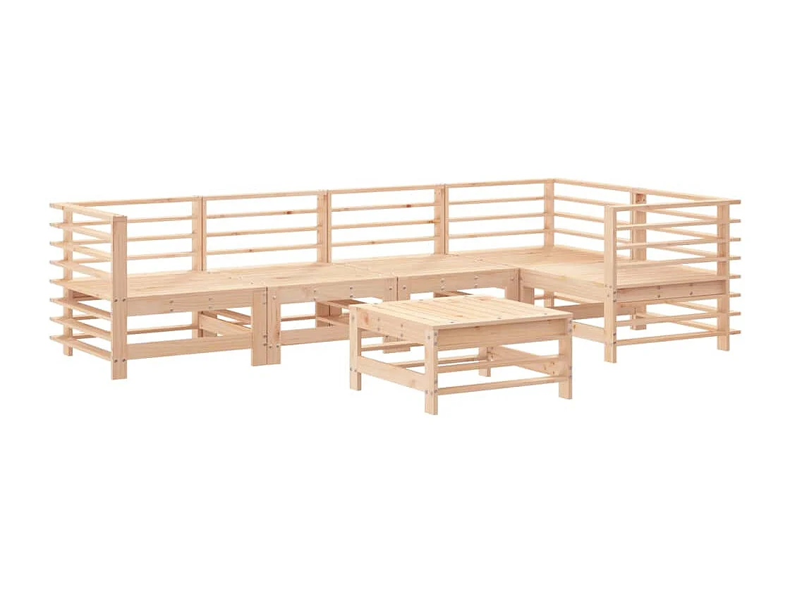 Salon de jardin 6 pcs Bois de pin massif