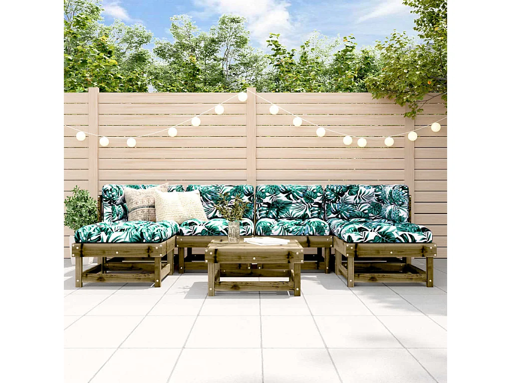 Salon de jardin 7 pcs bois de pin imprégné
