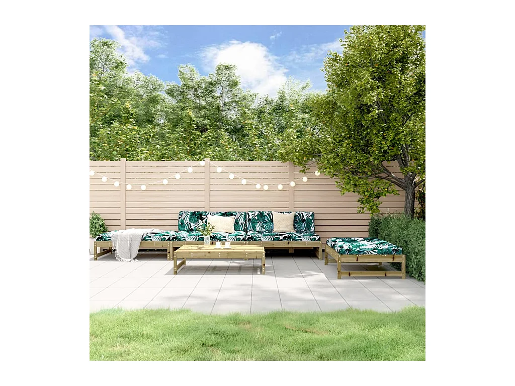 Salon de jardin 5 pcs avec coussins bois de pin imprégné