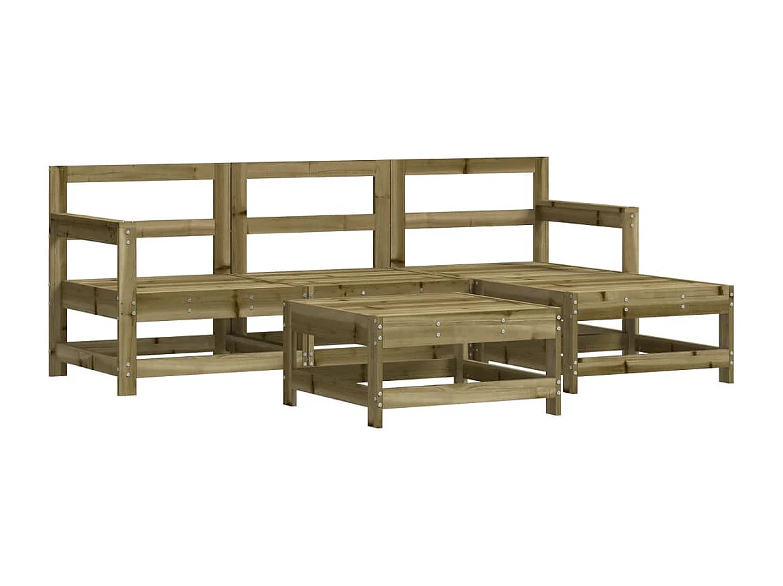 Salon de jardin 5 pcs bois de pin imprégné