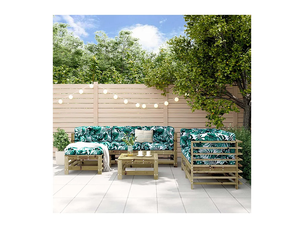 Set Salotto da Giardino 7 pz in Legno Impregnato di Pino
