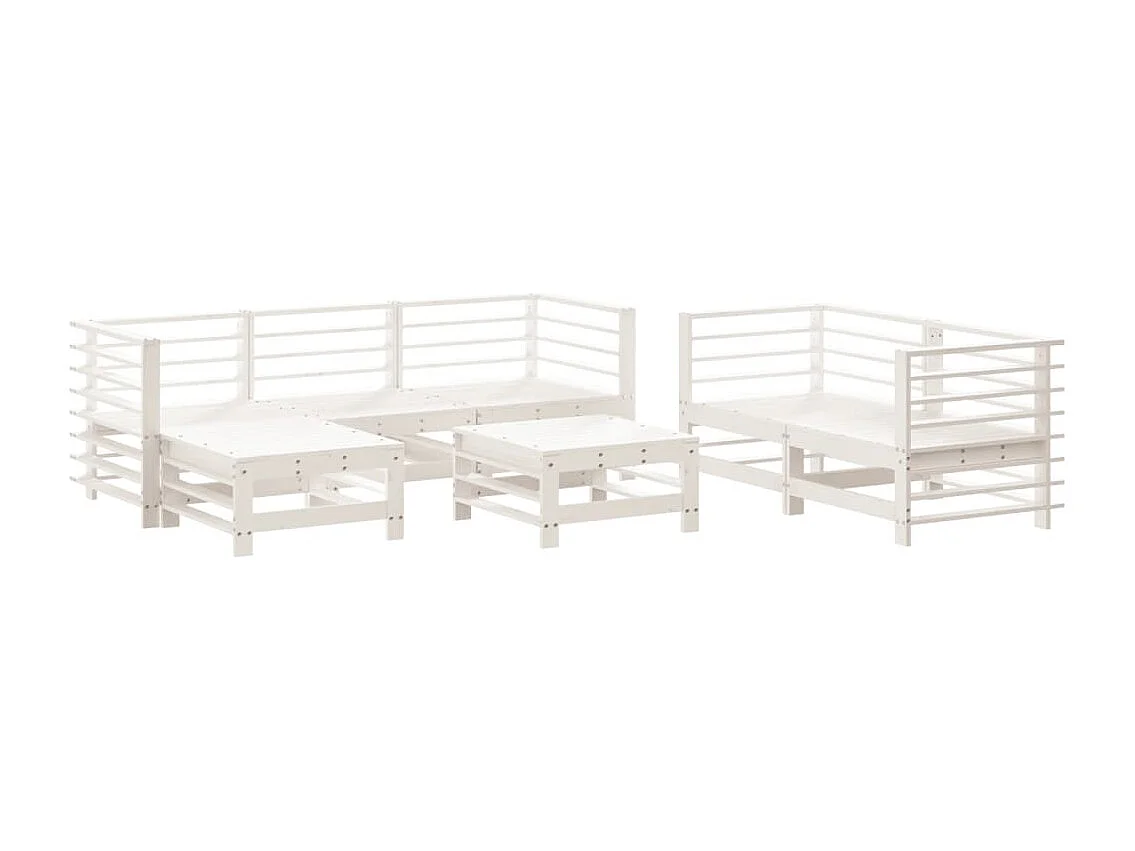 7-delige Loungeset massief grenenhout wit
