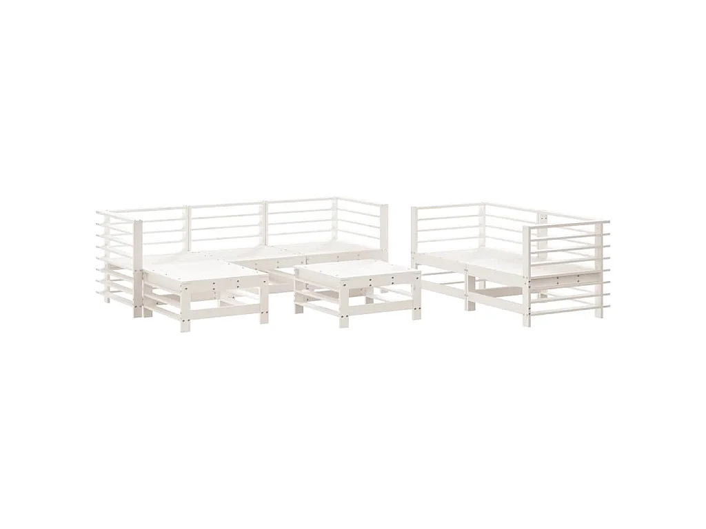 Set Salotto da Giardino 7 pz Bianco in Legno Massello di Pino
