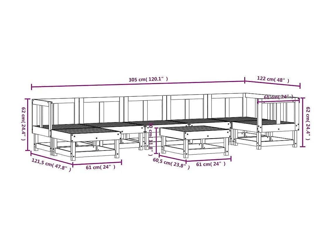 8-delige Loungeset geïmpregneerd grenenhout