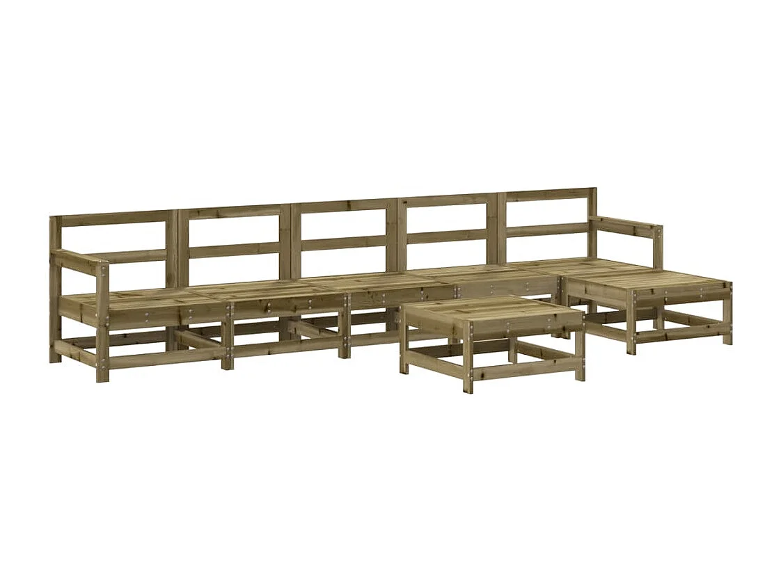 Set Salotto da Giardino 7 pz in Legno Impregnato di Pino