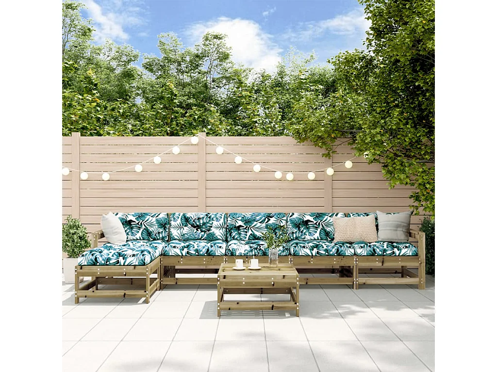 Salon de jardin 7 pcs bois de pin imprégné