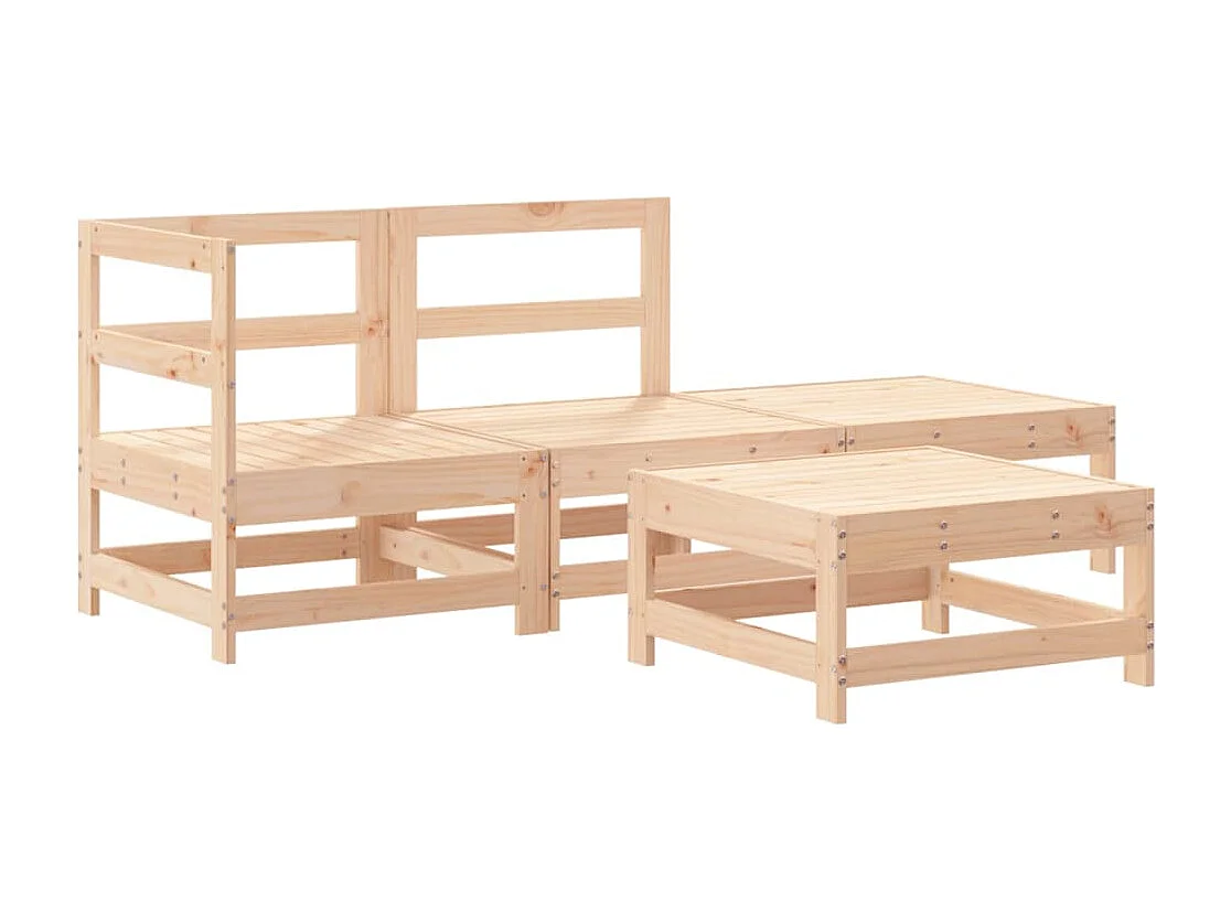 4 pcs conjunto lounge de jardim madeira de pinho maciça