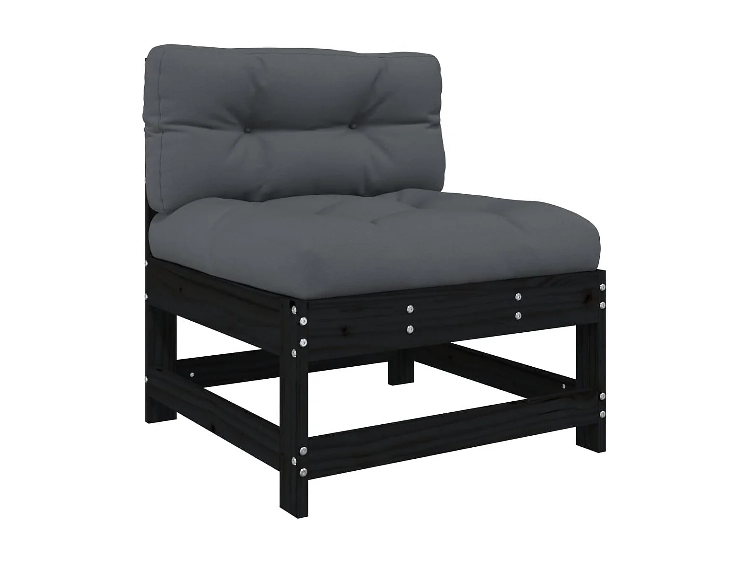 Juego de muebles de jardín 4 pzas y cojines madera maciza negro