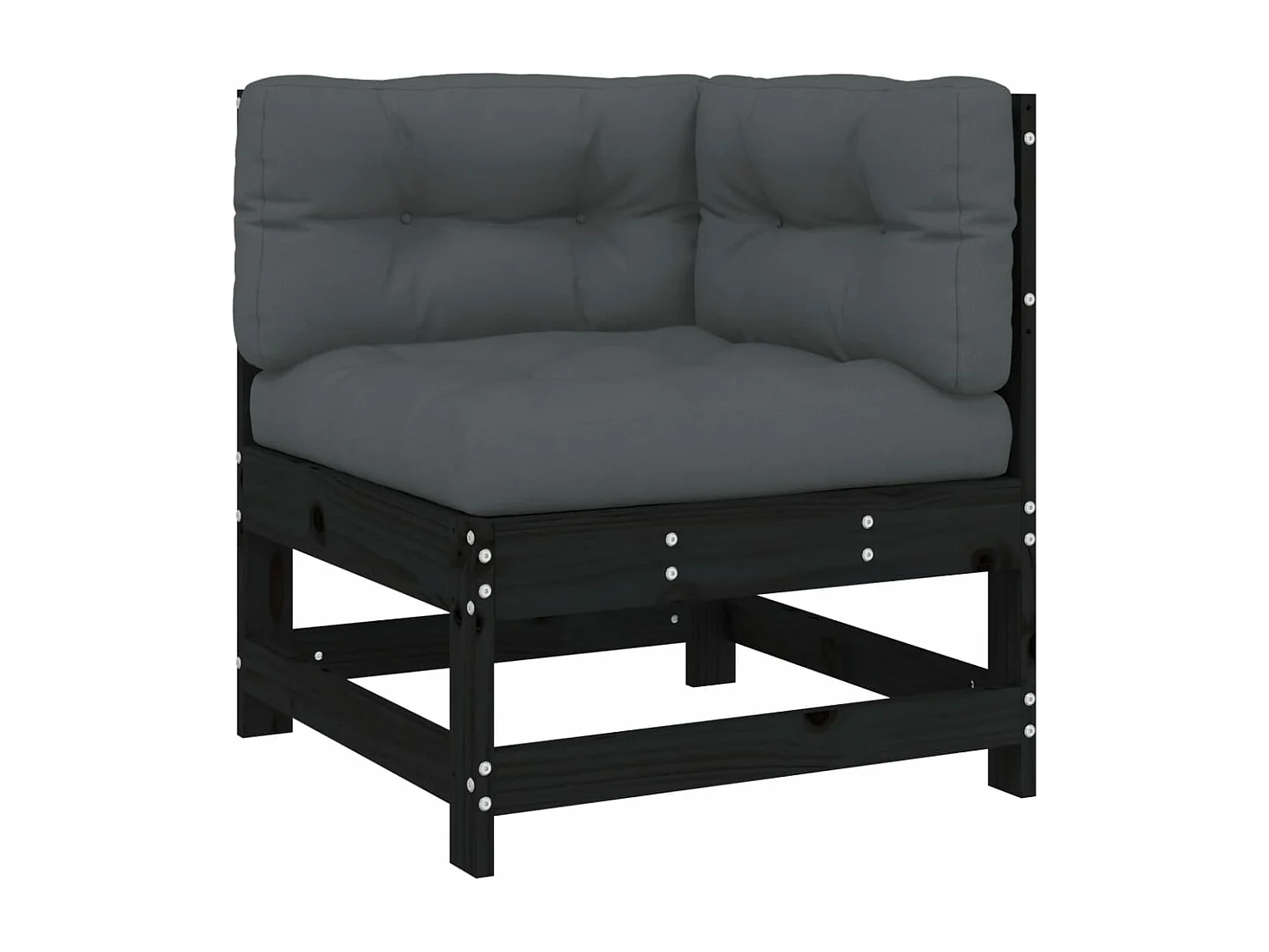 Juego de muebles de jardín 4 pzas y cojines madera maciza negro