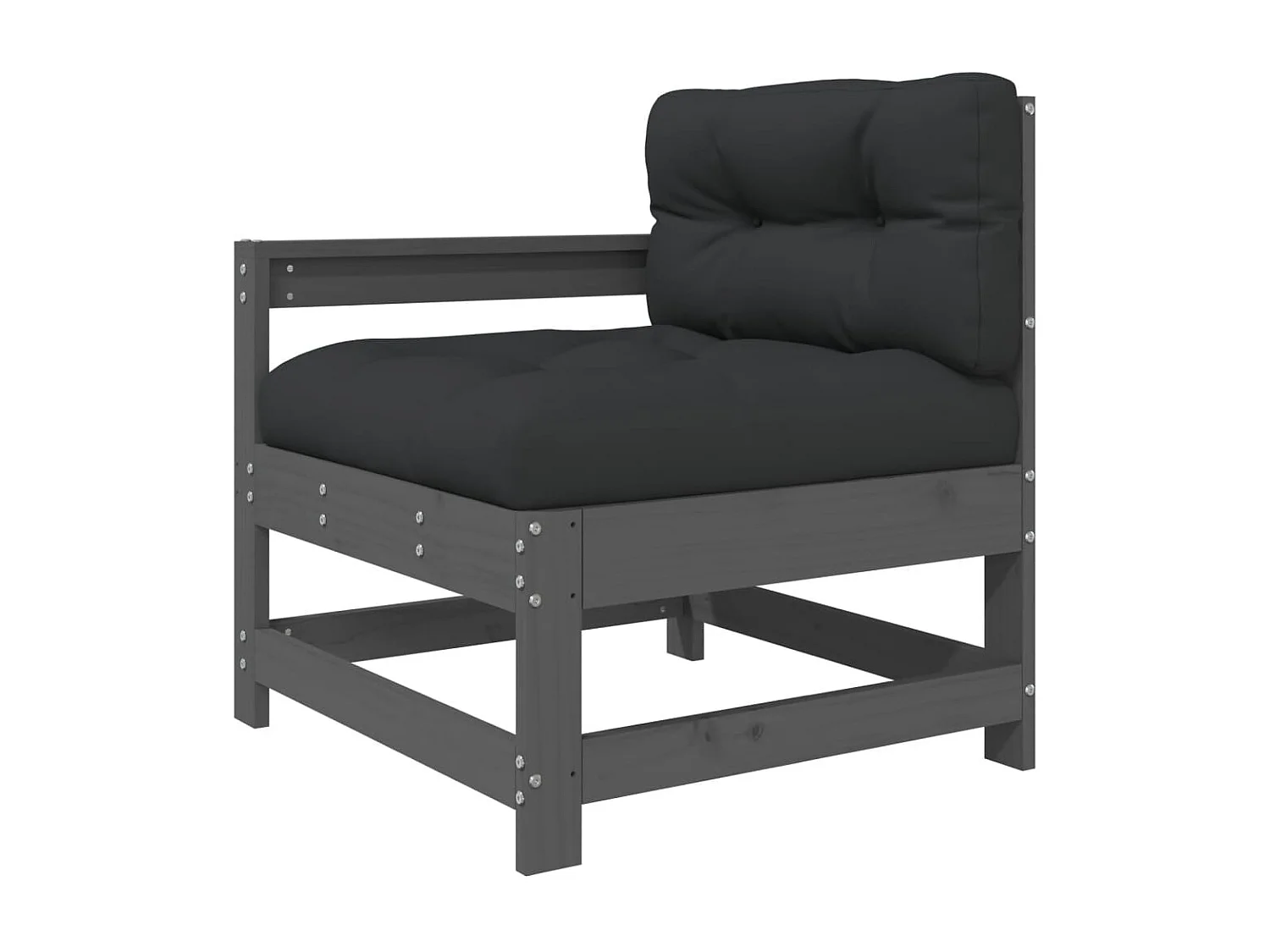 Set Divani da Giardino 5pz con Cuscini in Legno Massello Grigio