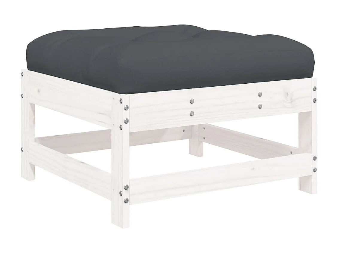 Salon de jardin 4 pcs avec coussins blanc bois massif